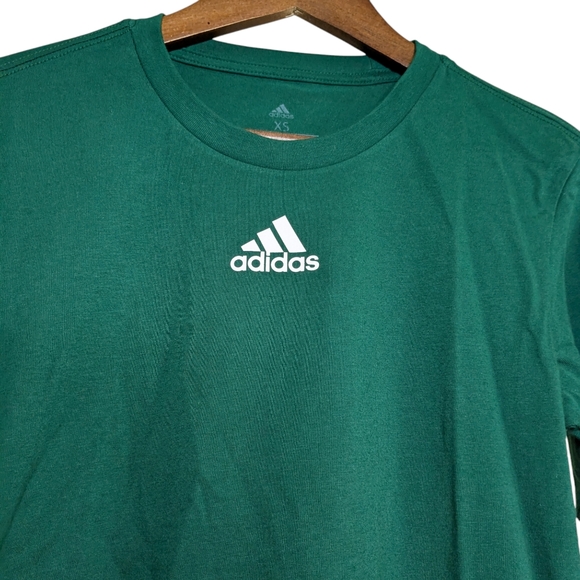 Adidas Forest Dark Green Long Sleeve Cotton Tee Shirt Womens Size XS NWT - Picture 2 of 8